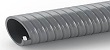 A white spiral helix embedded in a grey superelastic flexible PVC used as a hose for heavy duty applications, excellent crush resistance, easy to handle due to the use of superelastic compounds.